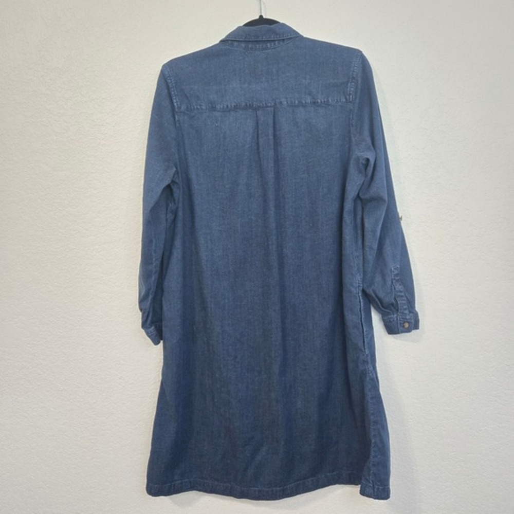 J Jill M Denim Dress Long Sleeve Button Front Casual Shirt Dress Pockets - Picture 4 of 6